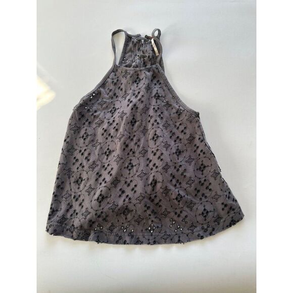 Free PeopleXS  Dream Date Lace-Up Trapeze Halter Grey Top Boho Grunge Y2K - Picture 3 of 8
